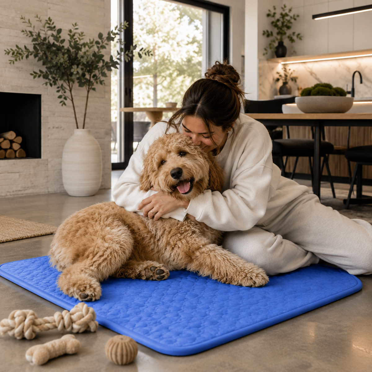 Dog with its owner